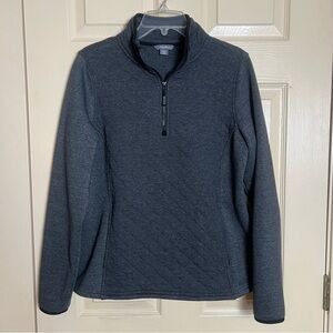 Eddie Bauer Charcoal Gray Quilted Quarter-Zip Sweater